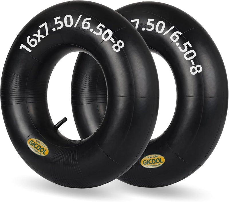GICOOL 16x6.50-8, 16x7.50-8 Inner Tube, 2 Pack with TR-13 Valve Stem, Heavy Duty, for Mower Tractor Golf Cart Garden Trailer and More - Image 1